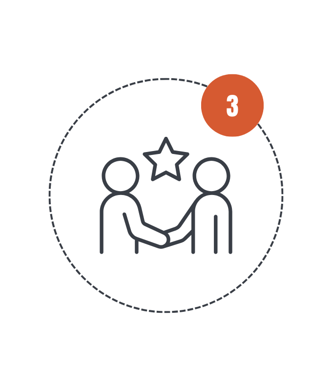 pictogramme représentant Le soin du détail, relation client flottant